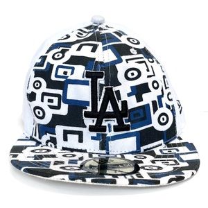 New Era Major League Baseball MLB Flat Rim Cap Hat 59 Fifty 7 1/2 White Blue